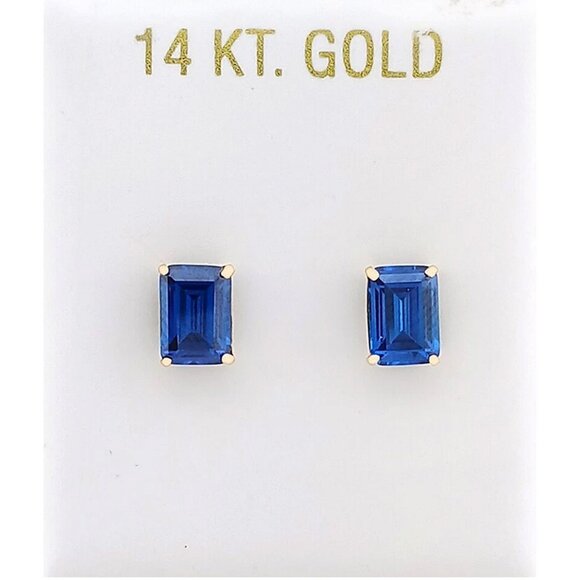 Genuine 2.26 Cts Royal Blue Sapphire Stud Earring 14k Gold